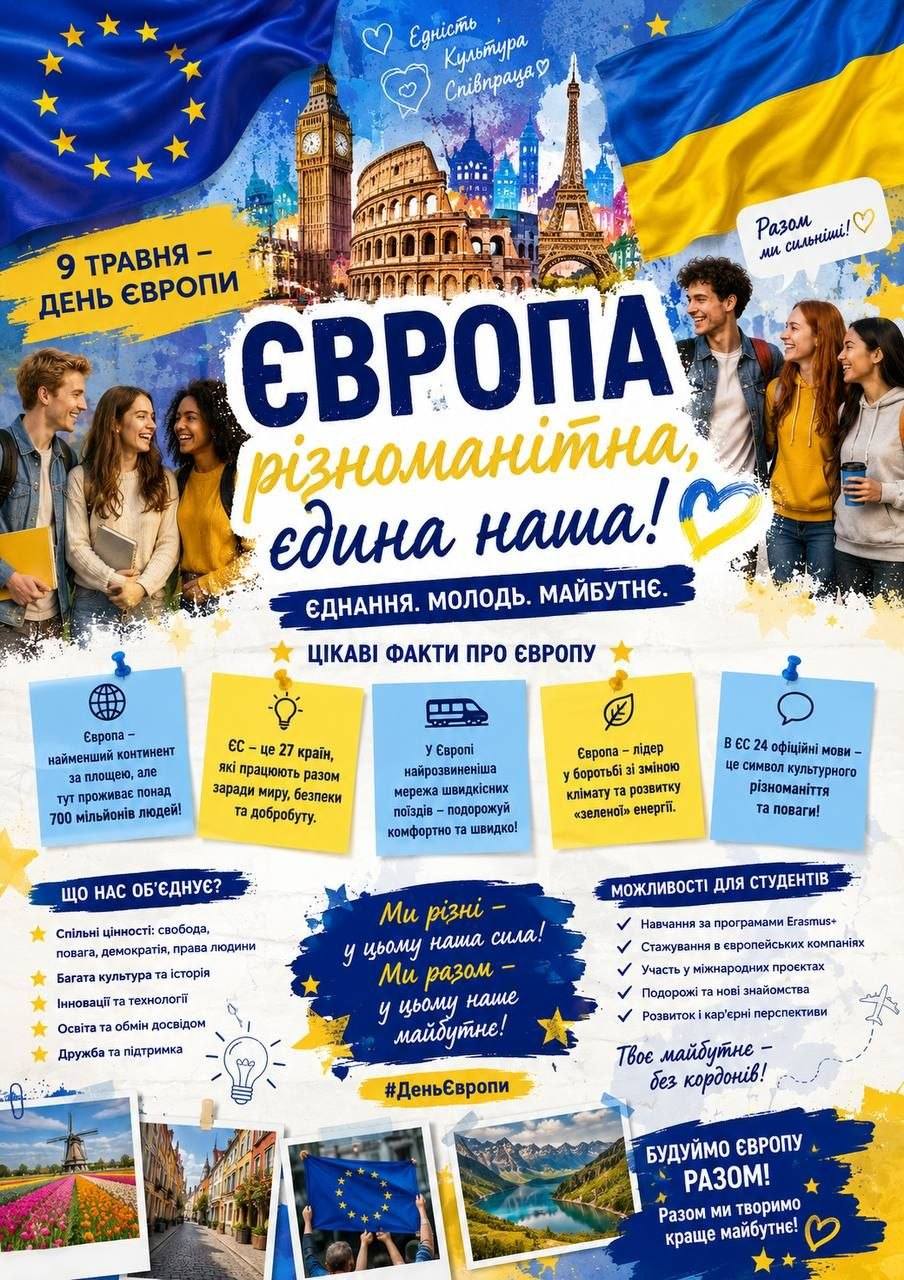 День Європи — це свято миру, єдності та співпраці між народами Європи